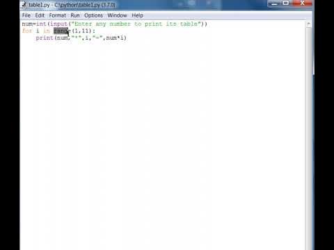 Program to print Table of a number in Python - YouTube