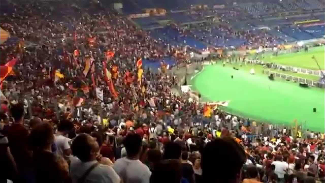 As Roma inno lando fiorini forza Roma 30/8/2014 - YouTube