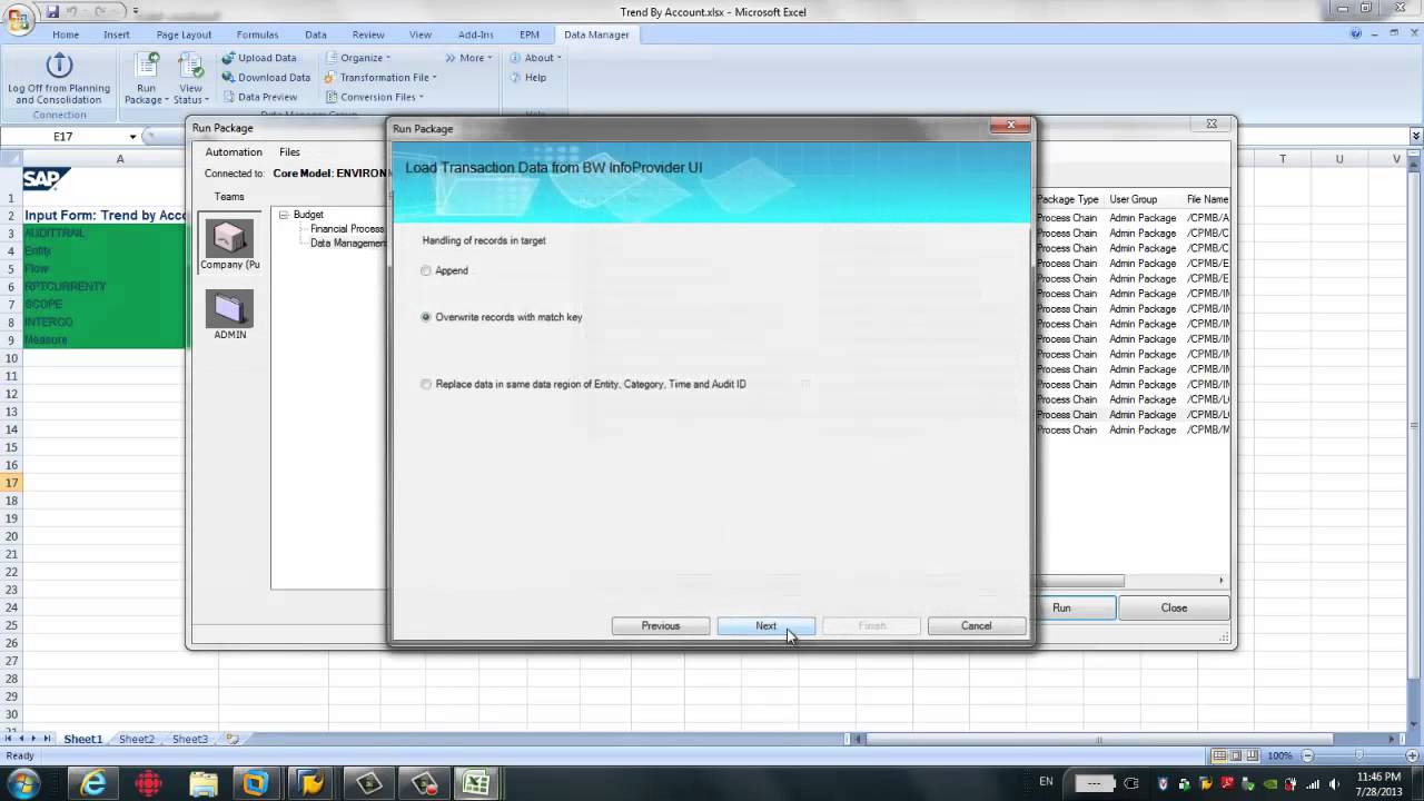 How to load actual data from SAP BW 7.31 to BPC 10 for NW