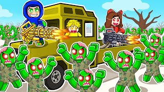 Ayush and Ekta Crushing Zombies with Army Truck in ARMY ROAD in Roblox!! screenshot 4