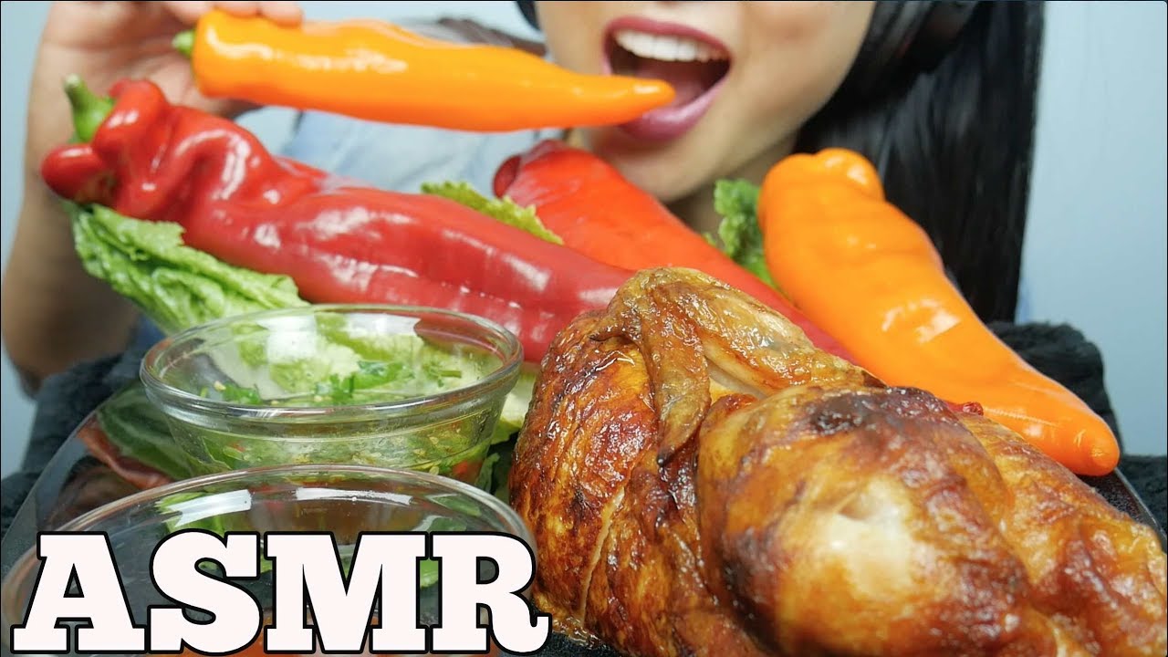 ASMR Rotisserie CHICKEN + GIANT sweet peppers (EXTREME EATING SOUNDS) NO TALKING | SAS-ASMR