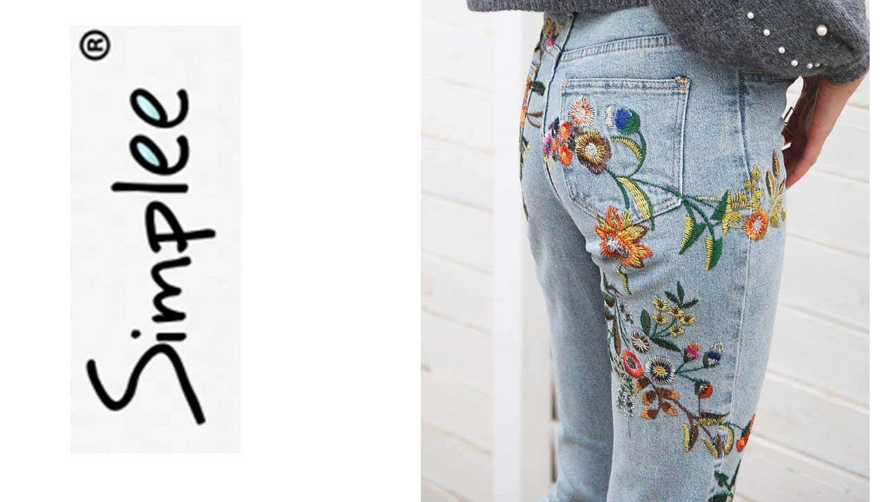 Сlothes from Аliexpress - Floral embroidery women jeans pants