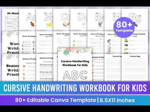 Cursive Handwriting Practice Workbook | Kdp | KDP Interiors | Kdp Canva ...