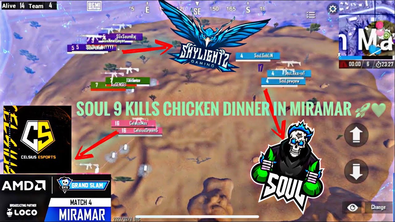 🇮🇳 Soul 9 Kills Chicken Dinner In Miramar 🚀| Soul Pewpew Omega 1 v3 🔥| 4 v 4 v 3 Intense fight😍