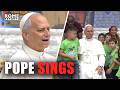Like one of the children, Leo XIV sings the World Youth Day anthem, “Jesus Christ, You Are My Life”