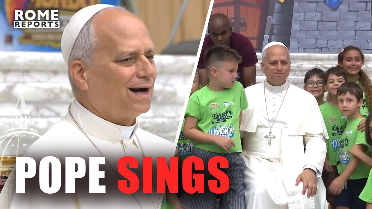 Like one of the children, Leo XIV sings the World Youth Day anthem, “Jesus Christ, You Are My Life”