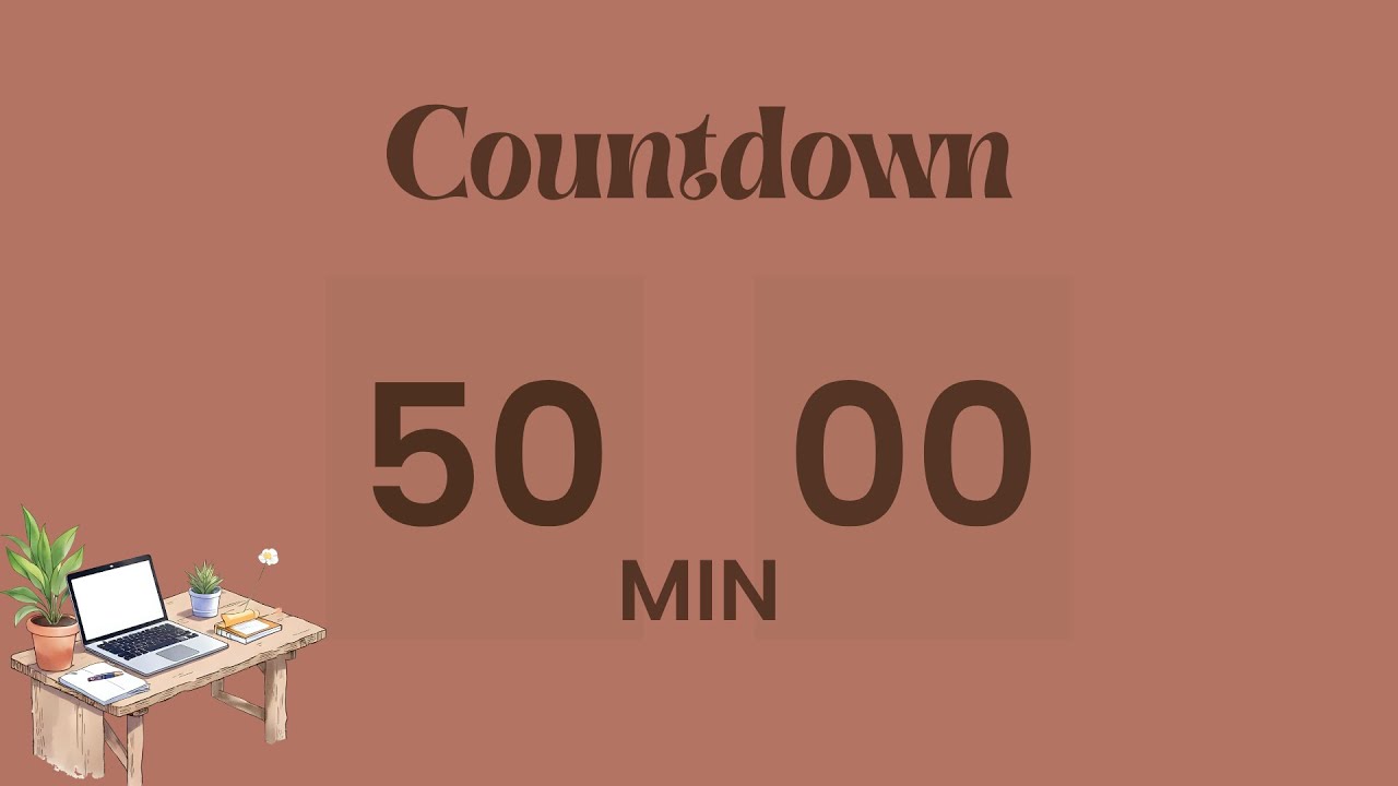 ️‍🔥 50-Minute Focus Countdown Timer | Dusty Red Edition 🔴 Deep Work ...