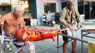 Amazing Roasted Pig! Crispy Roast Whole Pig BBQ | Thailand Street Food