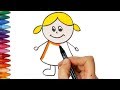 How to draw Little Girl - Drawing and Coloring for Kids