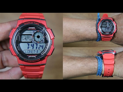 CASIO STANDARD AE-1000W-4AV RED RESIN BAND - UNBOXING