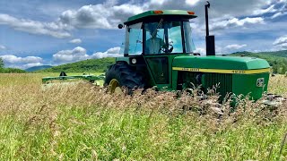 Mowing First Cut Hay with the New Tractor! John Deere 4230