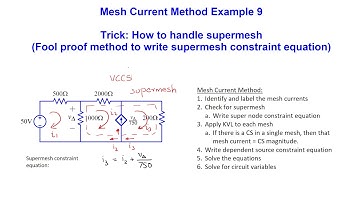 Mesh Current - Example 9 (Trick: How to handle supermesh due to VCCS)