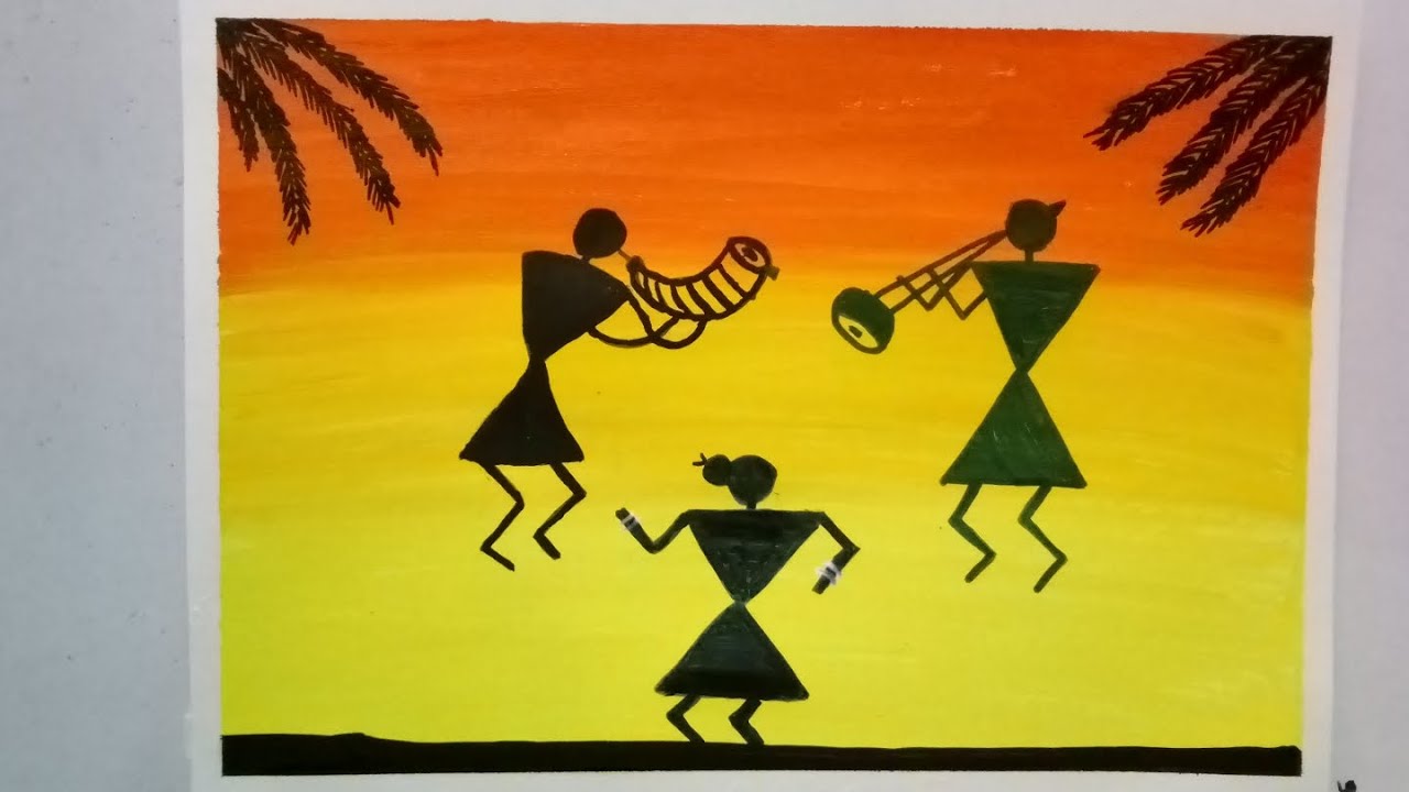 Warli Art Painting For Beginners|| Warli Art Painting Easy 