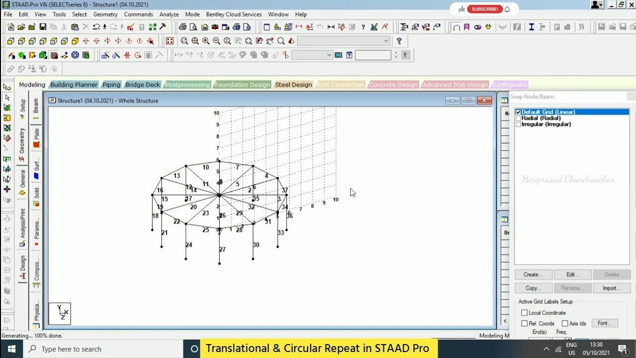 Translational & Circular Repeat in STAAD Pro - YouTube
