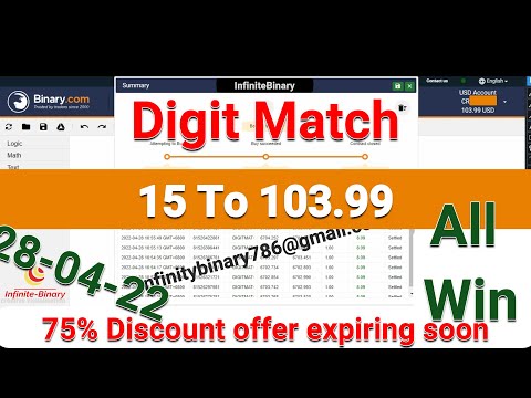 Digit Match Binary Bot || Binary.com || BinaryBot || Deriv.com || 28-04-22