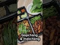 Korean grilled pork intestines 🌙 Gopchang & makchang dinner #koreanfood #food #kfood #deliveryfood