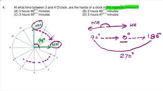 At what time between 3 and 4 O’clock, are the hands of a clock in the opposite direction?