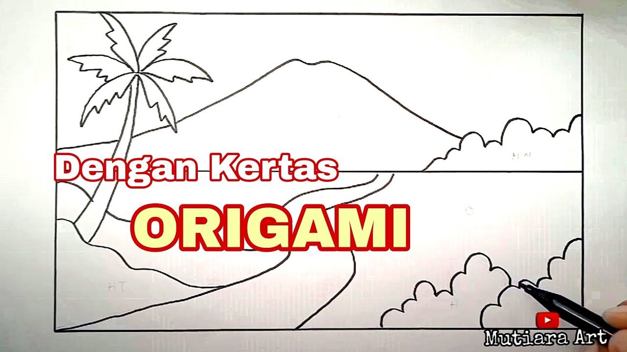 Menggambar Pemandangan Alam Dengan Kertas ORIGAMI || Kolase
