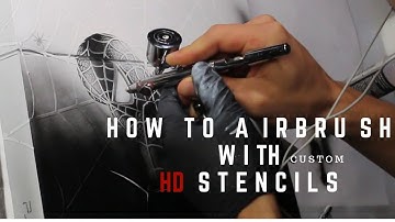 How to airbrush with HD Stencils - Airbrushing a PS4 with spiderman HD stencil