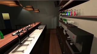 Cozy Cafe Bar with Kitchen, Small Office and Restroom Guide