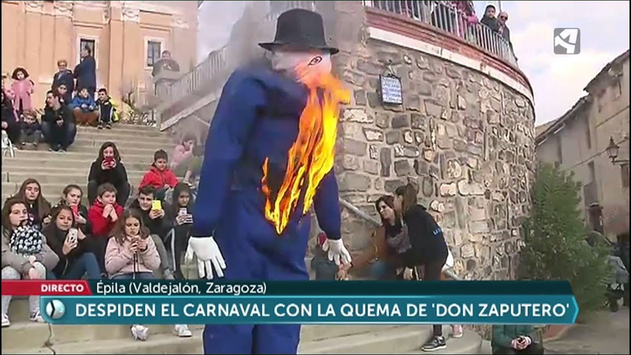 La quema de Don Zaputero pone fin al Carnaval de Épila