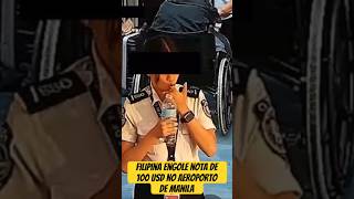Filipina Swallowing The Dollar Bills At The Ninoy Aquino International Airport Terminal 1