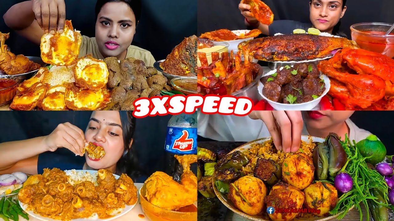 SPICY MUTTON CURRY 🔥 SPICY CHICKEN CURRY 🍗SPICY FISH CURRY AND SPICY EGG CURRY WITH RICE SALAD 