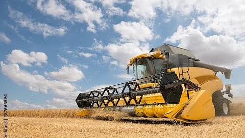 Harvesting crops with power wheel tractor & real combine harvester, farm Educational | Kid Crew