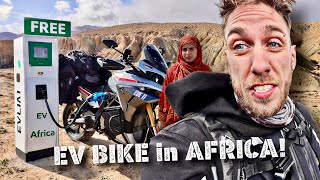 Electric Motorcycle charges FOR FREE in Africa! (First Ride in Morocco is WILD!🇲🇦) screenshot 1
