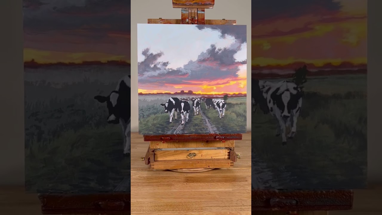 New Painting! DAIRY COWS, Acrylic, 16x16” 