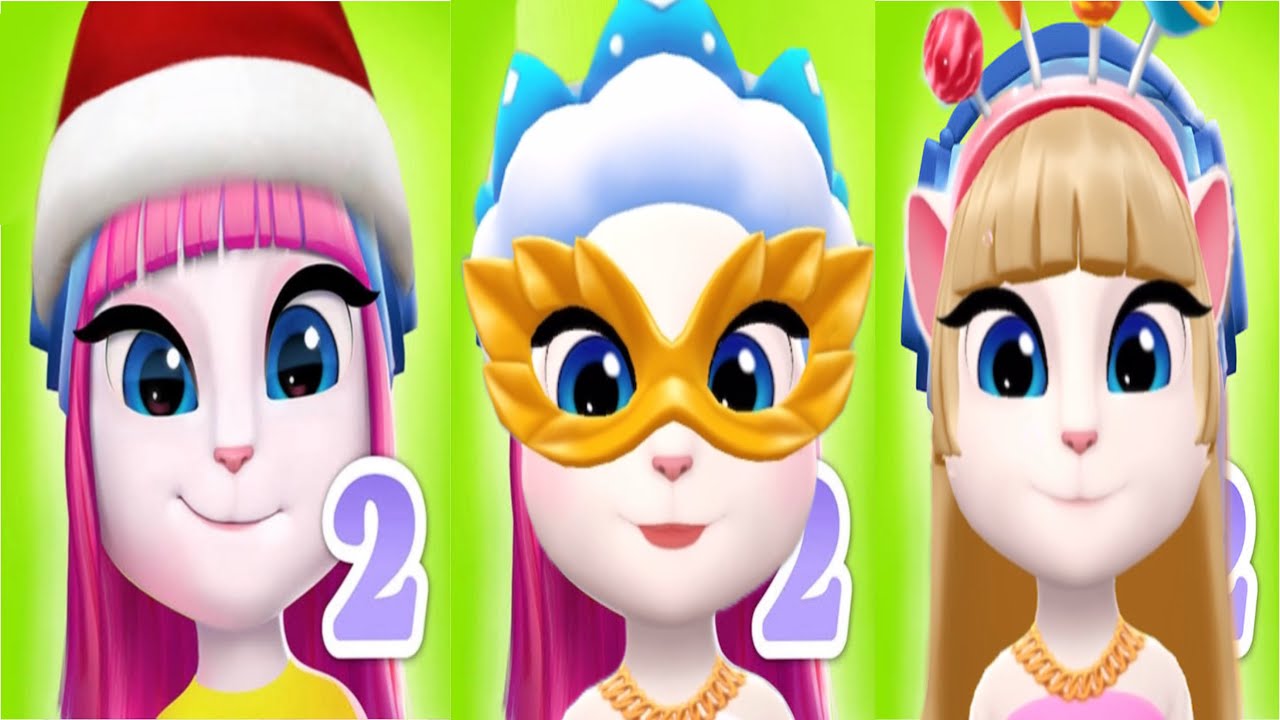 Red Vs Blue Vs Pink | 3 Color My Talking Angela 2 Vs My Talking Angela 2