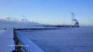 Indiana Harbor&#39;s Subzero Departure into Lake Superior Sea Smoke