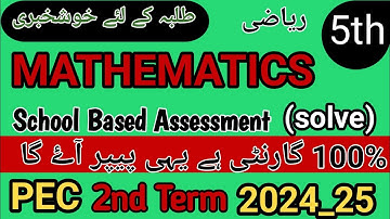 Class 5 Mathematics 2nd Term Paper School Based Assessment 2024 | SBA Second Term papers 5th Class