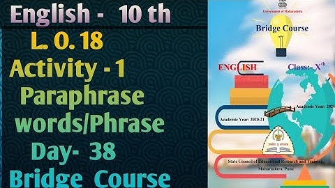 std.10 English Bridge Course | LO.18 Activity -1 | Paraphrase | Narayani Tech Academy