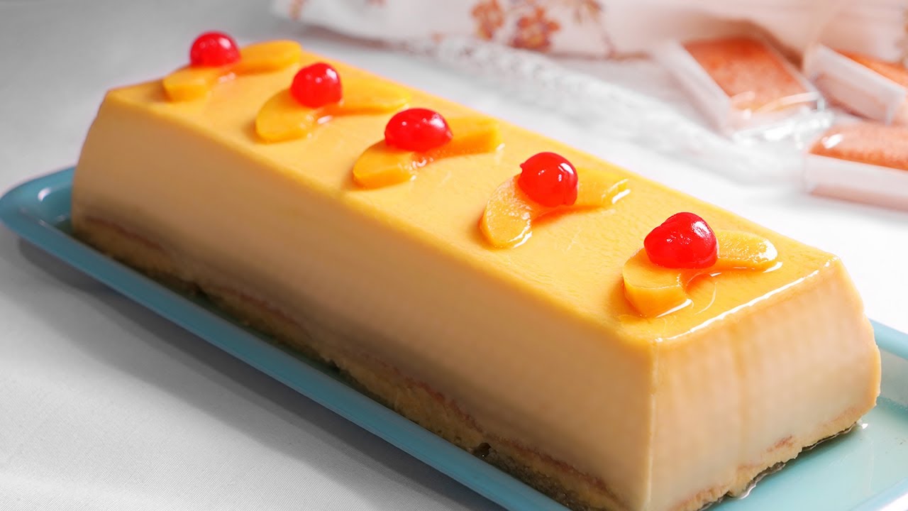 Tarta de Melocotón en Almíbar sin Horno | Postre muy Fácil y Rápido de hacer!