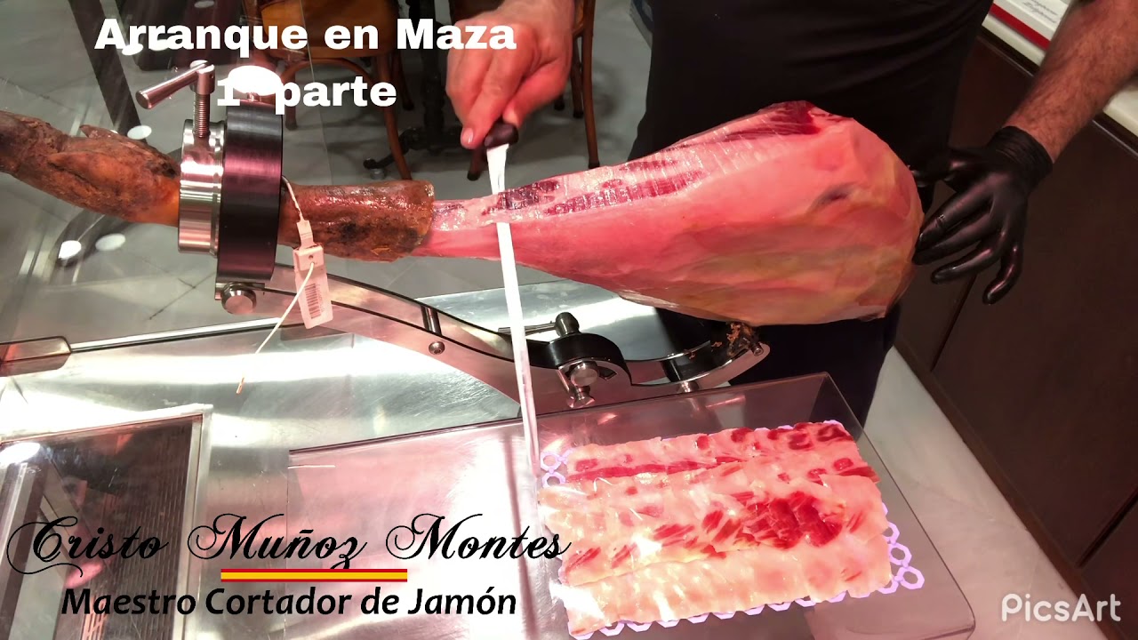 Como comenzar a lonchear un jamon ( arranque en Maza)       ( inicio de corte )