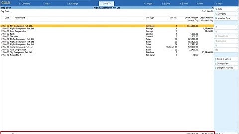 Tally Add On : Day Book Total in Tally Prime Software.