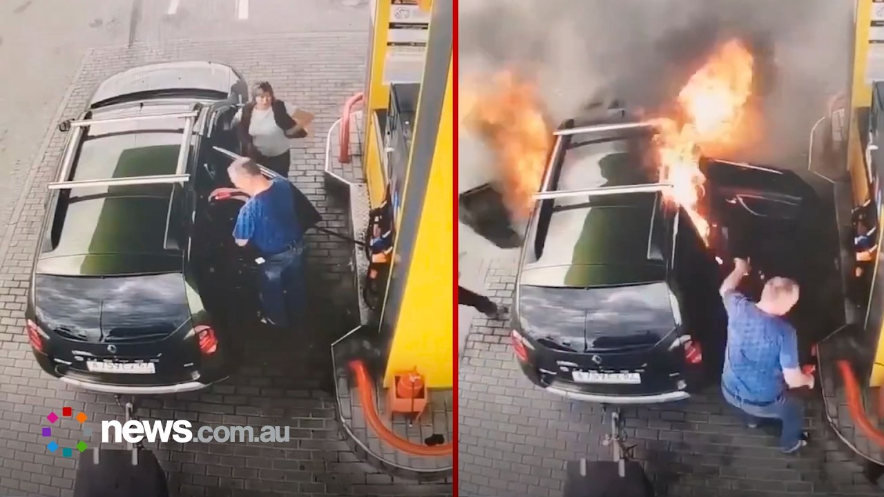 Driver accidentally sets car on fire at Russian petrol station