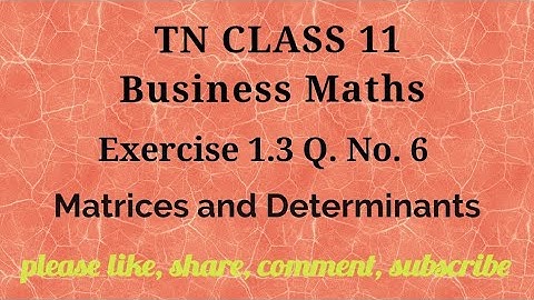 Tn 11 Business maths |exercise 1.3| q. no. 6 | matrices and determinants | chapter 1| gmrrao maths |
