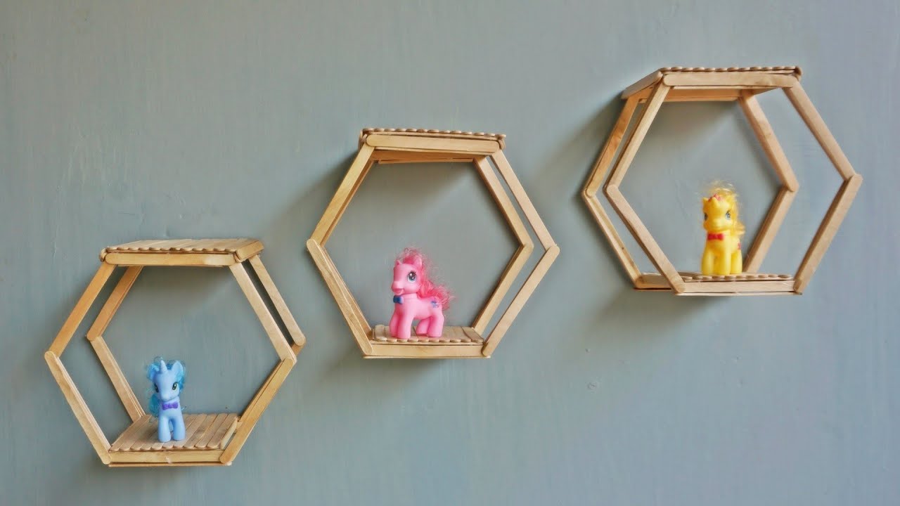 Minimalist Wall Shelf From Ice Cream Sticks