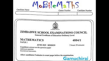 ZIMSEC - MATHS JUNE 2019 : P1