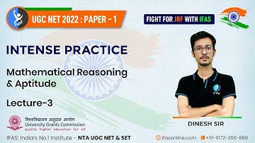 Mathematical Reasoning And Aptitude NTA UGC NET Paper 1 || L3 || IFAS
