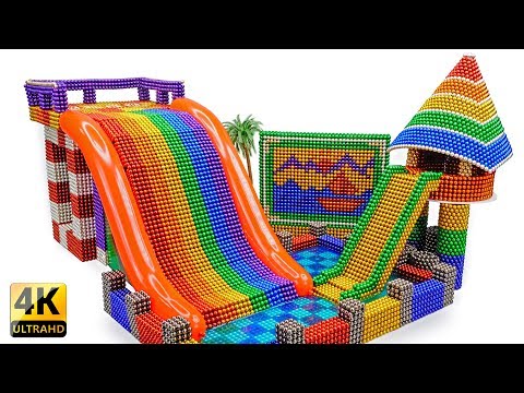 DIY - Build A Rainbow Inflatable Water Slide Pool With Magnetic Balls (Satisfaction) - Magnet Balls