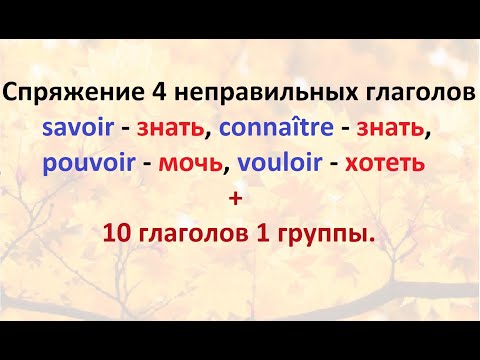 Французский язык. Спряжение 4 неправильных глаголов - хотеть, мочь, знать + 10 глаголов 1 группы!