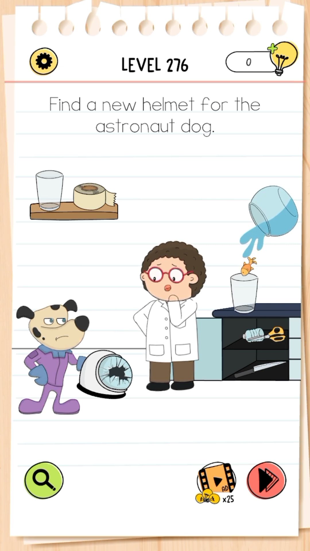Brain test all star 276 find a new helmet for the astronaut dog