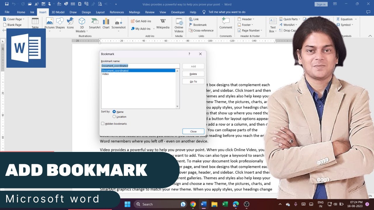 How do you add a bookmark in Microsoft word? - YouTube