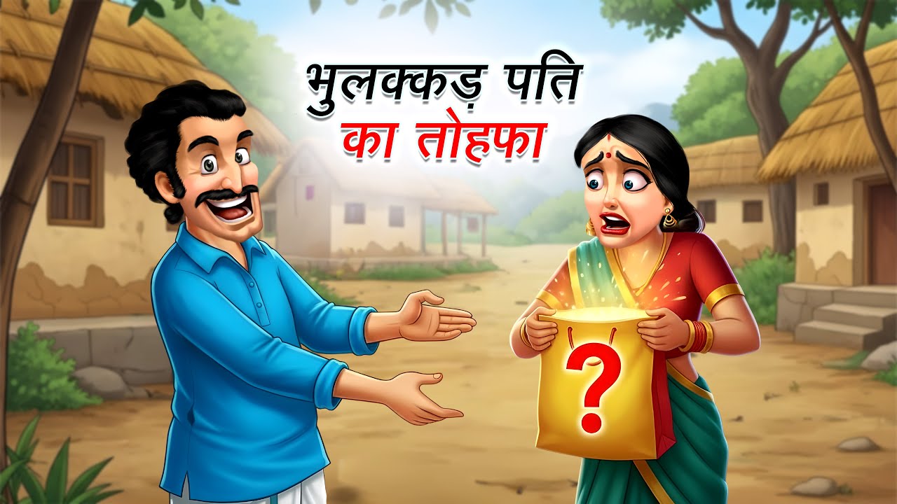 भुलक्कड़ पति का तोहफा | Bhoolakkad Pati Ka Tohfa | Animated Comedy Hindi Kahani | Desi Village Story