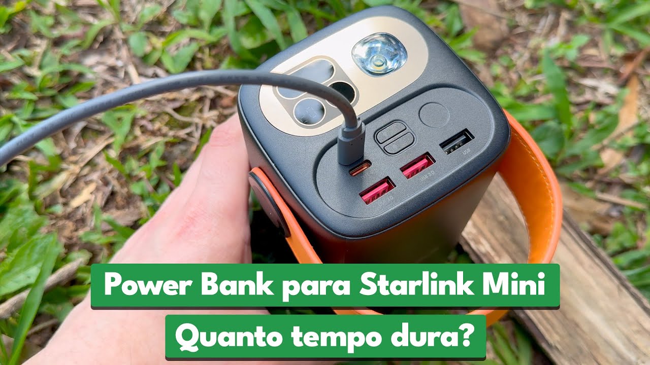 Starlink Mini ligada no Power Bank 100w Hrebos: Quanta bateria gastou no primeiro uso?