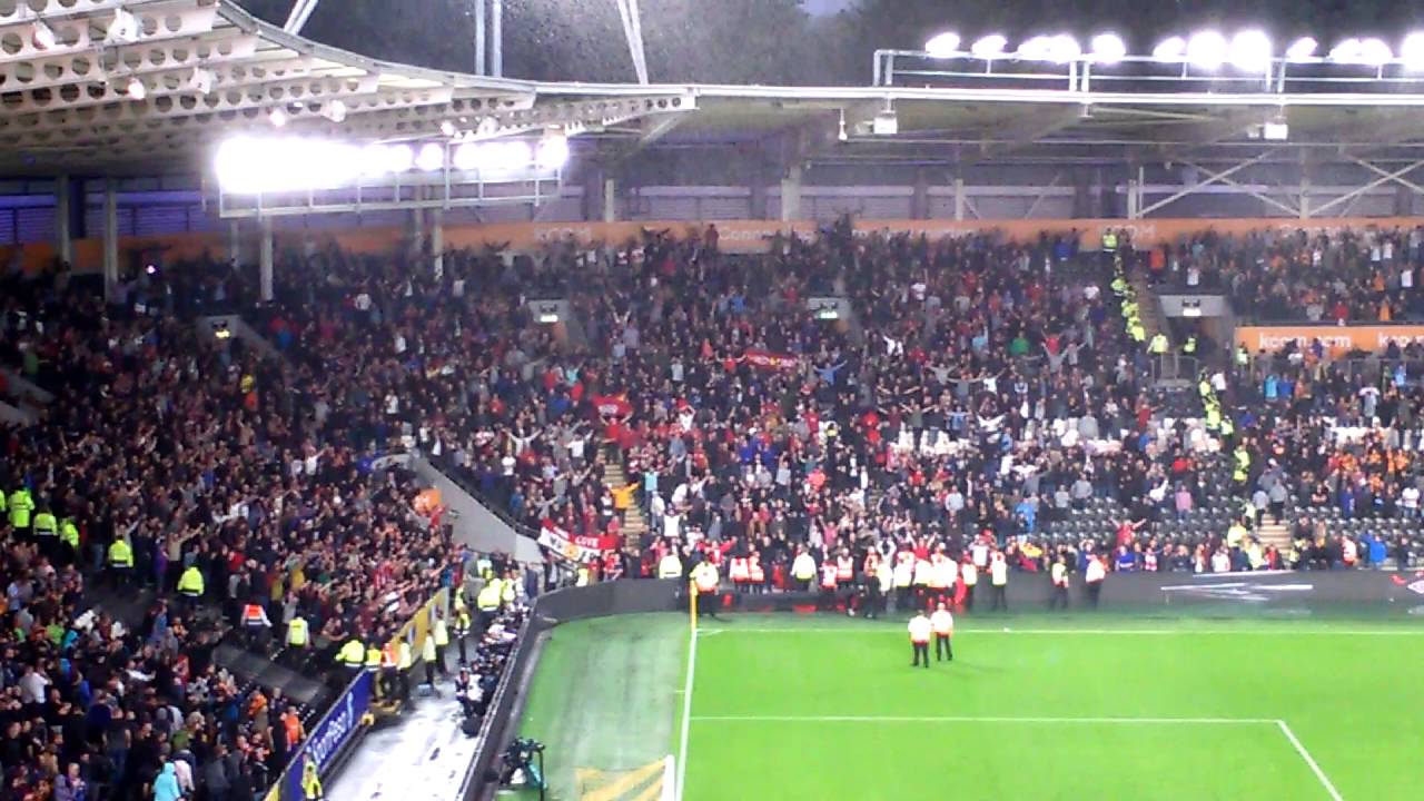 Man United away fans after full time whistle vs Hull City YouTube