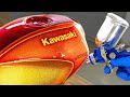 【カスタムペイント】Painting method Motorcycle Repaint / How to paint Metal flake and Candy color